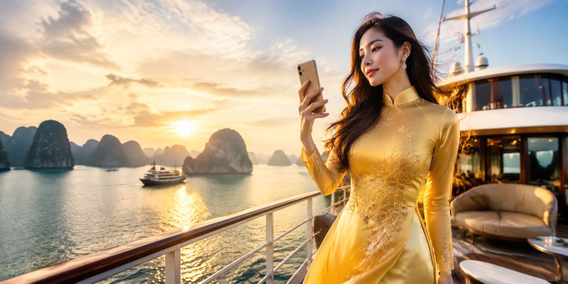 Người dùng Sài Gòn mặc áo dài trải nghiệm casino và jackpot trên điện thoại di động